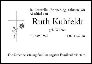 Anzeige von Ruth Kuhfelds von MGO
