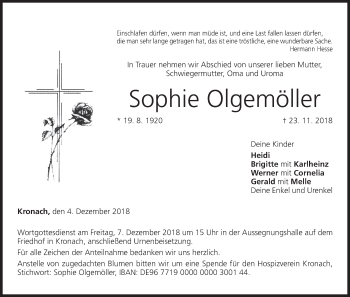 Anzeige von Sophie Olgemöller von MGO