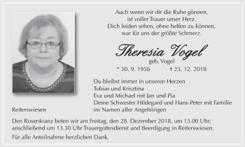 Anzeige von Theresia Vogel von MGO