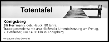 Anzeige von Totentafel vom 07.12.2018 von MGO