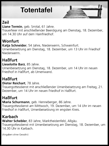 Anzeige von Totentafel vom 18.12.2018 von MGO