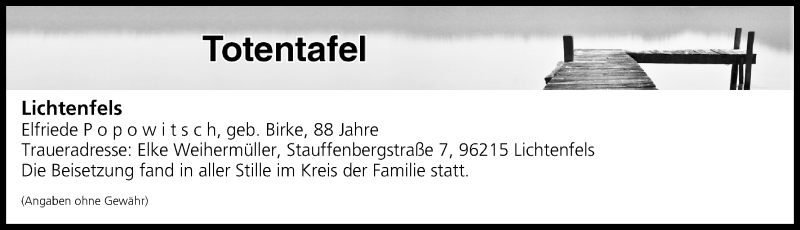 Traueranzeige für Totentafel vom 21.12.2018 vom 21.12.2018 aus MGO