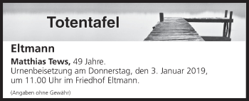 Anzeige von Totentafel vom 31.12.2018 von MGO