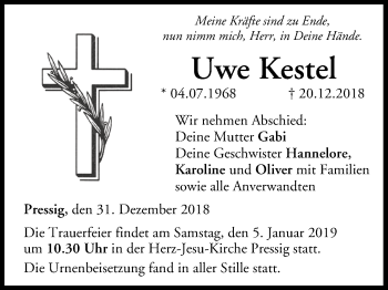 Anzeige von Uwe Kestel von MGO
