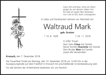 Anzeige von Waltraud Mark von MGO