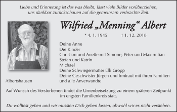 Anzeige von Wilfried Albert von MGO