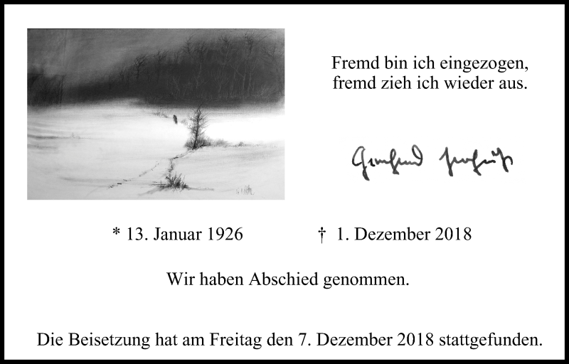  Traueranzeige für Wir haben Abschied  vom 08.12.2018 aus MGO