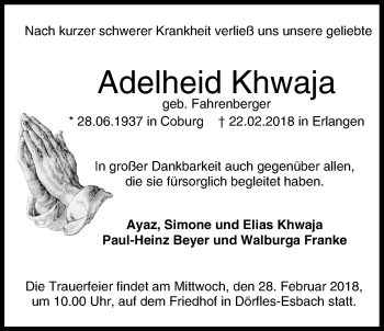 Anzeige von Adelheid Khwaja von MGO