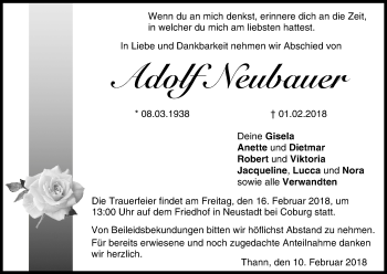 Anzeige von Adolf Neubauer von MGO