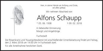 Anzeige von Alfons Schaupp von MGO