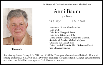 Anzeige von Anni Baum von MGO