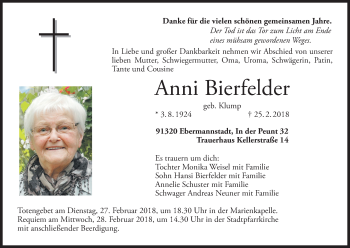 Anzeige von Anni Bierfelder von MGO