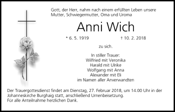 Anzeige von Anni Wich von MGO