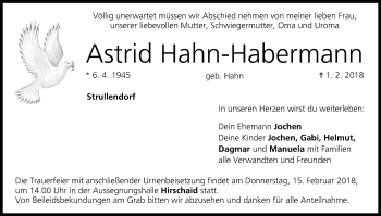 Anzeige von Astrid Hahn-Habermann von MGO