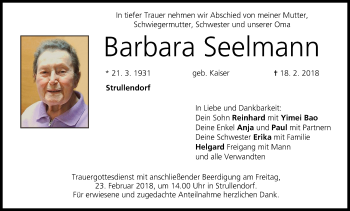 Anzeige von Barbara Seelmann von MGO