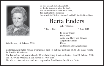Anzeige von Berta Enders von MGO