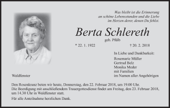 Anzeige von Berta Schlereth von MGO