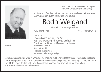 Anzeige von Bodo Weigand von MGO