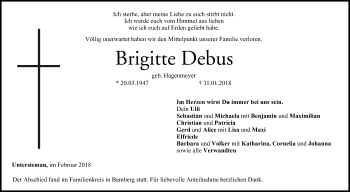 Anzeige von Brigitte Debus von MGO
