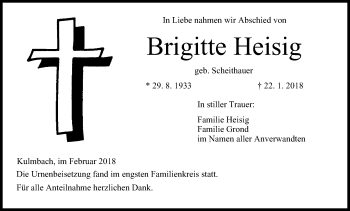Anzeige von Brigitte Heisig von MGO