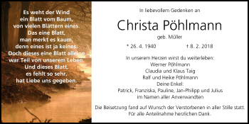 Anzeige von Christa Pöhlmann von MGO