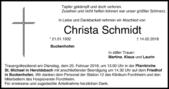 Anzeige von Christa Schmidt von MGO