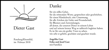 Anzeige von Dieter Gast von MGO