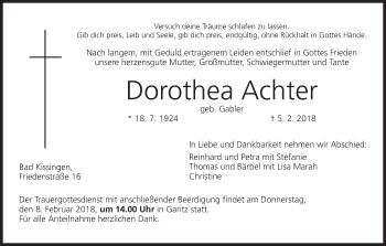 Anzeige von Dorothea Achter von MGO