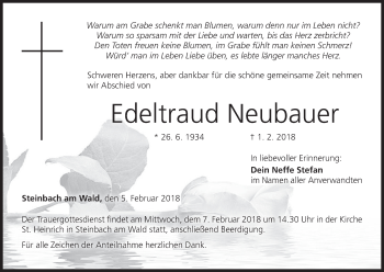 Anzeige von Edeltraud Neubauer von MGO
