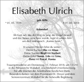 Anzeige von Elisabeth Ulrich von MGO