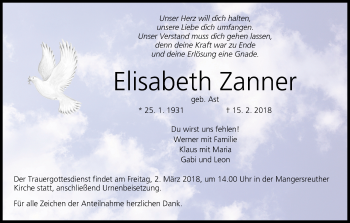 Anzeige von Elisabeth Zanner von MGO
