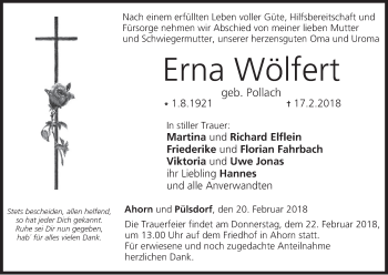 Anzeige von Erna Wölfert von MGO