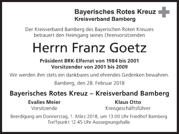 Anzeige von Franz Goetz von MGO