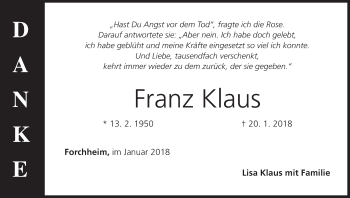 Anzeige von Franz Klaus von MGO