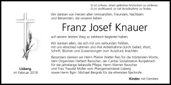 Anzeige von Franz Josef Knauer von MGO