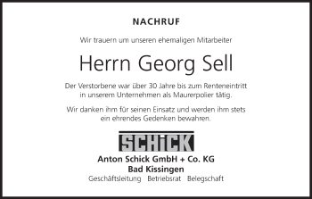 Anzeige von Georg Sell von MGO