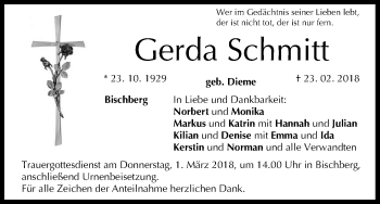 Anzeige von Gerda Schmitt von MGO