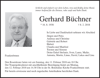 Anzeige von Gerhard Büchner von MGO