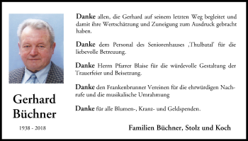 Anzeige von Gerhard Büchner von MGO