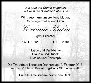 Anzeige von Gerlinde Kubin von MGO