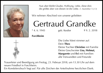 Anzeige von Gertraud Grandke von MGO