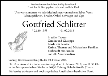 Anzeige von Gottfried Schlitter von MGO