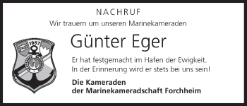 Anzeige von Günter Eger von MGO