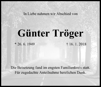 Anzeige von Günter Tröger von MGO