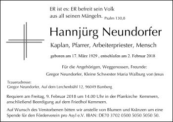 Anzeige von Hannjurg Neundorfer von MGO