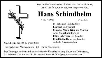 Anzeige von Hans Schindhelm von MGO