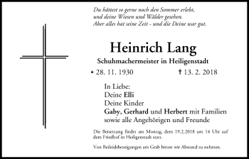 Anzeige von Heinrich Lang von MGO