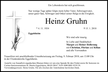 Anzeige von Heinz Gruhn von MGO