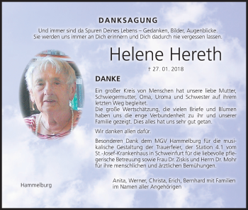 Anzeige von Helene Hereth von MGO