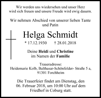 Anzeige von Helga Schmidt von MGO